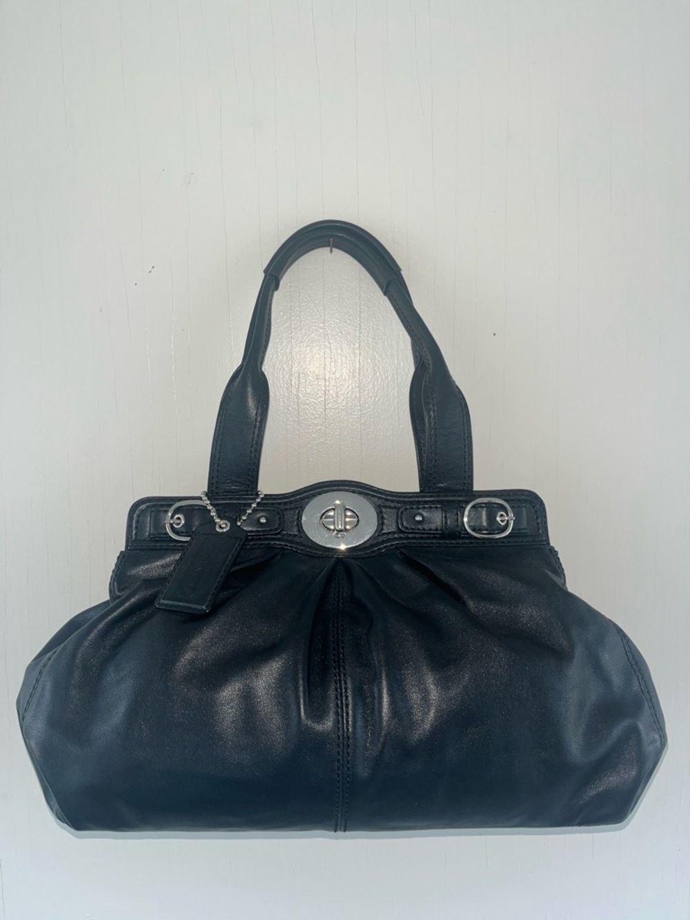 Coach Garnet Large Pleated Leather Shoulder Bag